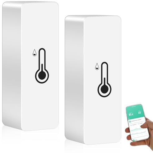 2 Stück WiFi Thermometer Hygrometer, Wlan Temperatursensor und Feuchtigkeitssensor, Digitale Mini Thermometer Wlan Kompatibel Alexa/Google Aassistant/Cozylife