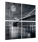 DEQORI Glasbilder Echtglas | Motiv Mond über Manhattan | quadratisch 4-teilig 4x50x50 cm | große XXL Deko | Wandbilder für Wohnzimmer, Schlafzimmer, Flur & Küche | moderne Wanddeko