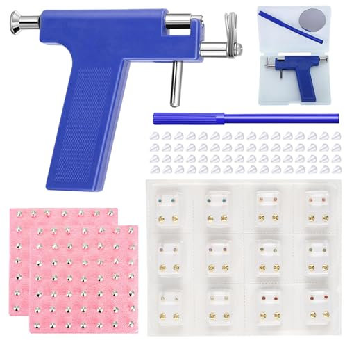 Perceur D'oreille,Kit de Perçage D'oreille avec 98 Clous Pistolet + 12 Clous D'oreille Pistolet de Perçage en Acier Inoxydable Pistolet Piercing Kit pour Hommes et Femmes