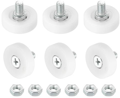 sourcing map Drawer Rollers Nylon Cabinet Drawer Pulley Replacement Wheels Bearing 25mm Drawer Positioning Roller Slide Guides with Nuts for Furniture Parts Cupboard Wardrobe Pack of 6