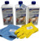 zbs24 Lithofin MN Easy-Clean, Reiniger für Küchenarbeitsplatten, Tische und den Sanitärbereich, Set mit Handschuhen und praktischem Mikrofasertuch 30x30cm (3 x 1 Liter)