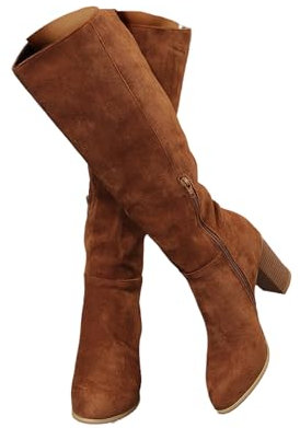 Stivali Lunghi Da Donna Stivali A Gamba Larga Stivali A Gamba Lunga Stivali Slip On Con Plateau Stivaletti Stivali Alti Stivali Scamosciati Con Tacco