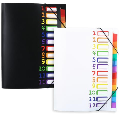 2 Pièces Trieur 12 Compartiments A4, 32 * 25cm Trieur Document, Porte Document, Chemise Plastique, Dossier Étanche, Adapté Aux Écoles Et Aux Bureaux