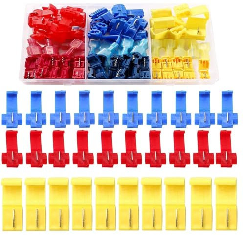 T-Tap Wire Connectors, T Tap Electrical Connectors, Splitter Clips, Wire Clamps for Easy Electrical Connections, auto wiring 60-Piece