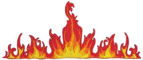 BP BRAUNERT PATCHES - Feuer Flammen Aufnäher zum aufbügeln oder aufnähen Bügelbild Fire Flame Aufbügler für Kleidung gestickter Bügelflicken Applikation Iron on Patch Größe 11,8 x 5,0 cm