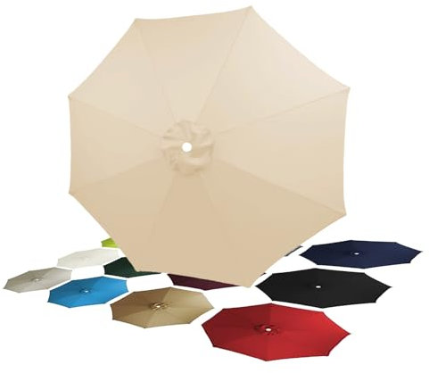 Remplacement Toile Parasol 8 Baleines 4.00m déporté Auvent Crème