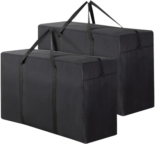 Large Storage Bags, 2 Pack 180L Heavy Duty Moving Bags with Zips, Waterproof Storage Bags for Duvet Clothes & Garden Cushion, Durable Oxford Packing Bags for Underbed Loft Storage & Moving House