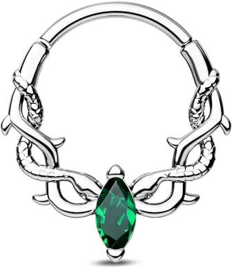 CM Crareesi Mania 16G Septum Piercing Schlange Daith Piercing Schmuck Silber Helix Ohr Ring 316l Edelstahl Daith Septum Clicker Schmuck für Frauen 8 10 mm
