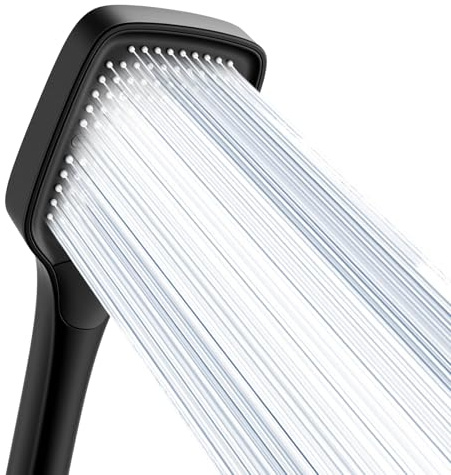Ronvie High Pressure Shower Head with 3 Spray Modes, Turbocharged Design | Powerful Shower Head for Low Water Pressure, Universal Shower Head for Bathroom, Black