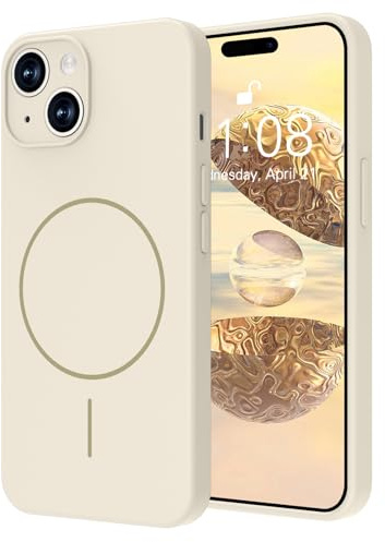 Yoawiful Handyhülle für iPhone 14 Hülle Premium Silikon Magnetisch Kompatibel mit Mag Safe Kameraschutz mit Mikrofaser-Futter stoßfest dünn weich Kratzfest Schutzhülle case für iPhone 14 Weiß