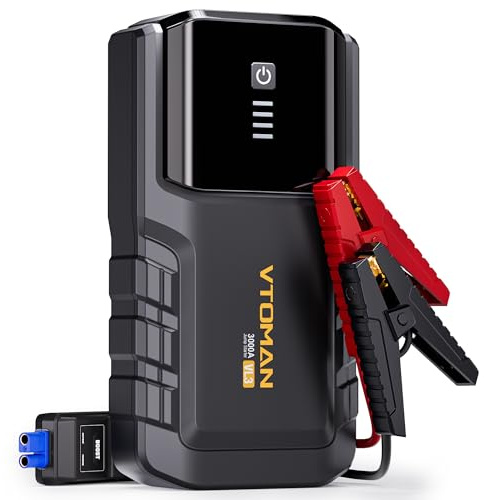 VTOMAN VL3 3000A Jump Starter for 12 Vehicles(7.0L Petrol/ 5.0L Diesel) | 10000mAh Car Battery Jump Booster, Suitable for Motorcycles, Power Pack, LED Torch, USB ports