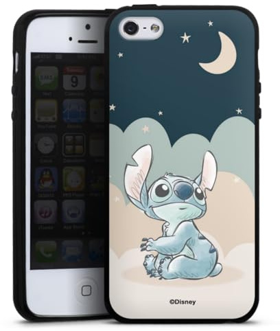 Silikon Hülle kompatibel mit Apple iPhone 5 Case schwarz Handyhülle Disney Lilo & Stitch Mond