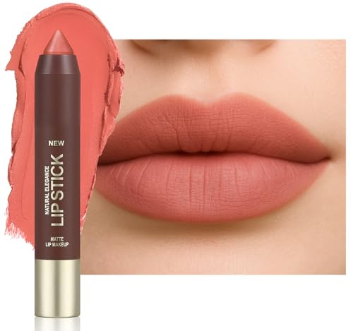 Erinde Matte Lipstick Crayon, Lippenkonturenstift mit Cremiger Samtiger Textur, Langanhaltend und Wischfest Lippenstift, Trocknet die Lippen Nicht Aus, Ideal Für Unterwegs, #02