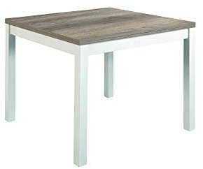 KONTE.DESIGN Tavolo POSITANO allungabile in legno effetto invecchiato, struttura in legno bianco, 90x90 cm