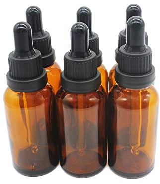 YIZHAO Flacon Compte Gouttes 30ml, Ambré Flacon Huile Essentielle Vide avec Pipette Verre, pour Huile Essentielle, Aromathérapie, Laboratoire, Massage, Cosmétique, Voyage - 6 Pcs