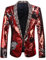 PYJTRL - Giacca da Uomo con Paillettes Lucide (Rosso E Nero., M)