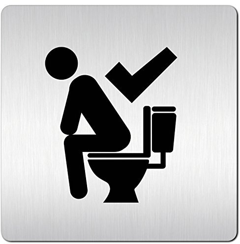 Türschilder24 XXL Schild - Türschild (B) • 125 x 125 mm • Bitte im sitzen pinkeln - Nicht im Stehen pinkeln 002 • 1,5 mm Aluminium Vollmaterial • 100% Made in Germany