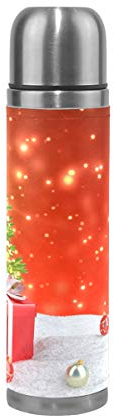 Mnsruu Thermobecher mit Weihnachtsmotiv, doppelwandig, vakuumisoliert, Edelstahl, PU-Leder, ideal als Geschenk für Mutter, Vater, Jungen, Mädchen, Kinder, Liebhaber, Freunde