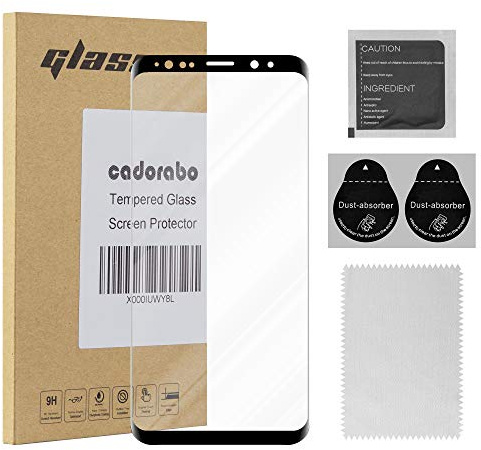 Cadorabo Panzer Folie voll klebend kompatibel mit Samsung Galaxy S9 - Schutzfolie in TRANSPARENT mit SCHWARZ - Gehärtetes Full Glue (Tempered) Display-Schutzglas in 9H Härte mit 3D Touch