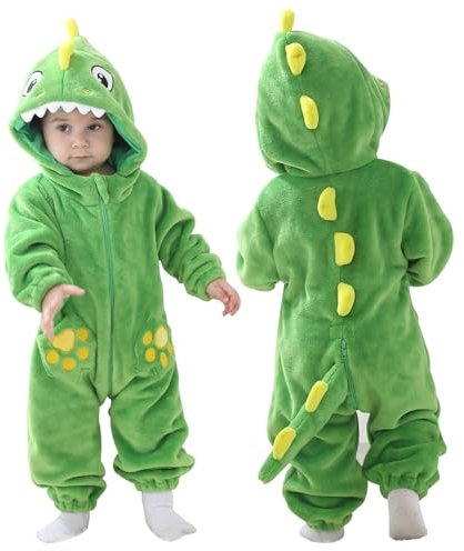 Doladola Combinaison de flanelle pour neutres bébé enfant animaux combinaison pyjama déguisement halloween(12-18 Mois,Dinosaures)