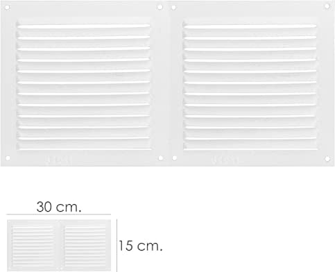 WOLFPACK LINEA PROFESIONAL - Rejilla Ventilacion Atornillable Doble 30x15 cm. Color Blanca