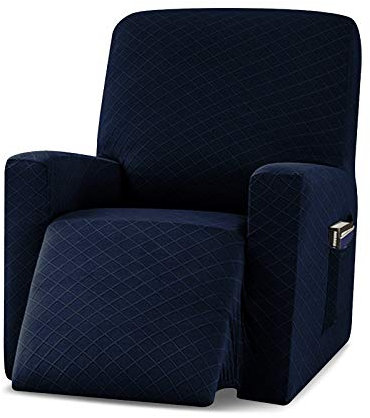 VanderHOME Sesselschoner Stretchhusse für Relaxsessel ,1-Stück Jacquard Husse Sessel-Überwürfe Sesselschoner Stretchhusse für Relaxsessel Komplett für Liege Sessel Recliner Sessel Dunkelblau