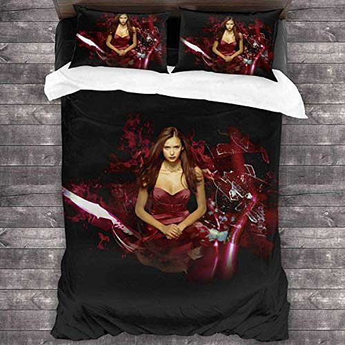 NICHIYO The Vampire Diaries Bettwäsche-Set - Bettbezug und Kissenbezug, Mikrofaser, 3D-Digitaldruck dreiteiliger Bettwäsche (10,Single 135 * 200cm)