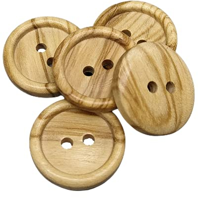 BOTIBOTON - Botones de Madera de Olivo - 2 agujeros - Varias tallas (18 mm) - Accesorio costura - Fabricado y enviado desde ESPAÑA