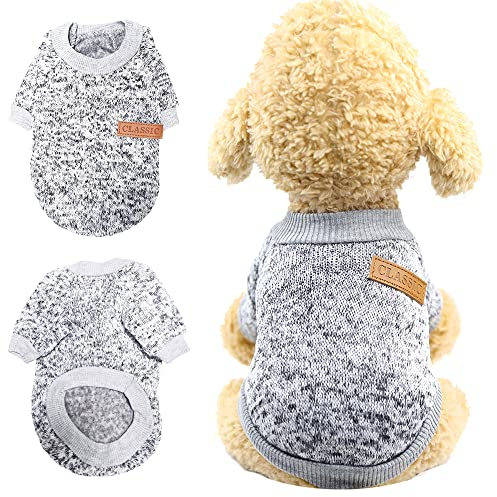 Warmer Hundepullover, Haustier Pullover Grau, Winterkleidung für Kleine und Mittelgroße Hunde, Katzen Sweater