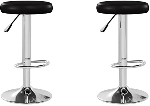 vidaXL 2X Barhocker Drehbar Höhenverstellbar Küchenhocker Barstuhl Tresenhocker Tresenstuhl Thekenhocker Bistrohocker Bar Stuhl Hocker Schwarz Kunstleder