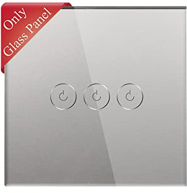 BSEED Smart Lichtschalter Berührungsschalter Kristall Glasscheibe Glaspanel für Wifi Wandlichtschalter 2 Fach Grau 86mm
