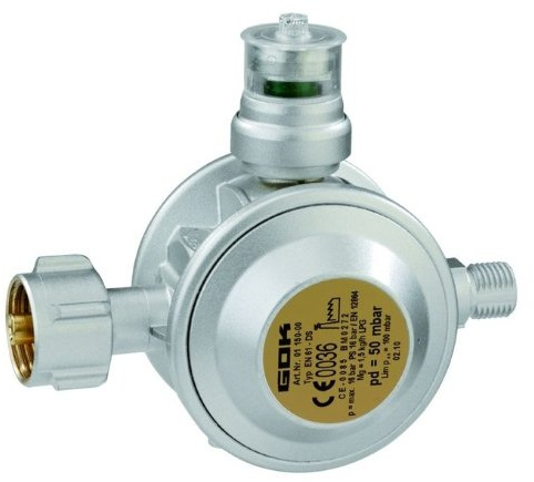 BOGAPRO Gewerberegler für Propangasflaschen, Druckminderer mit Schlauchbruchsicherung, Variante 29 mbar, Gasdruckregler, inkl. Lecksuchspray