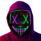 Generic LED Halloween Maske, LED Purge Maske mit 3 Beleuchtungsmodi, Carnival LED Halloween Leuchtmaske, Halloween Scary Mask, für Karneval, Halloween, Cosplay und Partys, M, Grün+violett