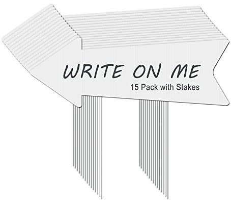 Lot de 6 panneaux vierges en forme de flèche avec piquets, pour mariage, pour fête d'anniversaire, fête d'anniversaire (lot de 15)