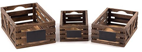 DESIGN DELIGHTS HOLZKISTEN Set Mira | 42x37x32 cm, Massivholz | Kistenset mit Tafel, Weinkisten, Dekokisten, Vorratskisten, Apfelkiste, Bücherkiste, Aufbewahrungskiste