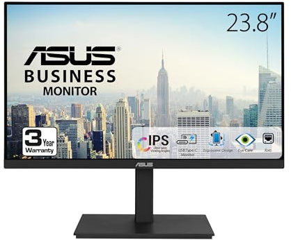 ASUS VA24ECPSN 23,8 1080P (VA24ECPSN) Initial Display (VA24ECPSN), Full HD, IPS, 75Hz, Adaptive Sync, Lautsprecher, Augenpflege, Low Blue Light, Flimmerfrei, USB-C, RJ45, HDMI