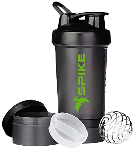 SPIKE Borraccia Pro Protein Shaker per mix di proteine del siero di latte, per ciclismo, palestra, con sfera in acciaio inox, 700 ml (nero professionale)