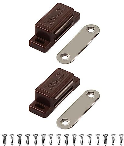 Calamita Porta, Chiusure Magnetica per Armadietti, Mobili, Cassetti Chiusura Magnetica con Calamita per Ante e Credenze (2 Pezzi, Marrone)