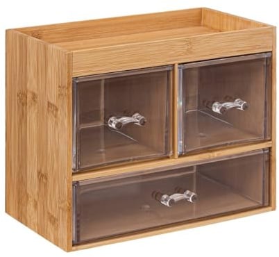 5five Aufbewahrungsbox mit 3 Schubladen, transparent, Selena Bambus