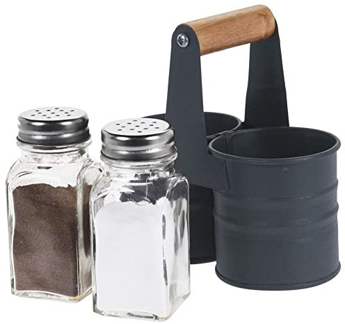 Lot de 3 salières et poivrières avec support