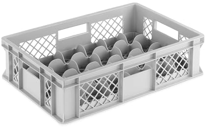 DIE BOX FABRIK Gläserkiste 600x400x150mm mit Einsatz für verschiedene Einsatzzwecke, Gläserkasten, Gläserkorb (24 Gläser 6x4)