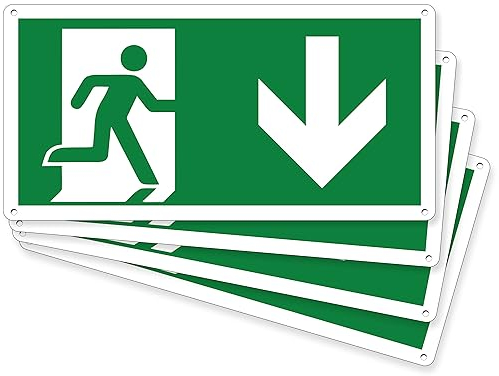 pubblimania Salida de emergencia baja | aluminio compuesto de 3 mm de grosor (29 x 14,5 cm) (paquete de 4, salida de emergencia baja)