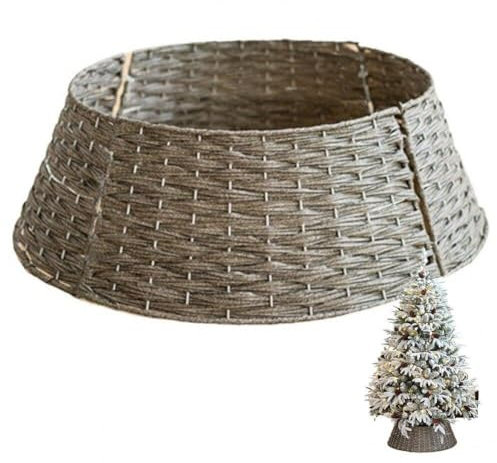 Bemvp Gonna per Albero di Natale in Vimini 60 Cm Copri Supporto Natalizio Decorazione Tradizionale Copri Cestino in Rattan Decorazione Ordinata Perfetto per Uso Interno