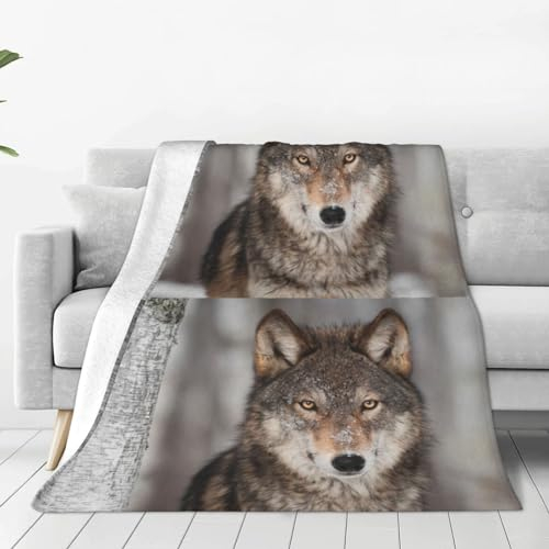 Decke mit Wildwolf-Motiv, weiche Überwurfdecke, ganzjährig warme Decken, leichte, Flauschige Flanell-Überwürfe für Bett, Sofa, Couch 200X150 cm