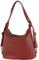modamoda de T249 Damen Rucksack Schultertasche 2 in 1 aus Leder handmade in Italy, Farbe:Purpurrot