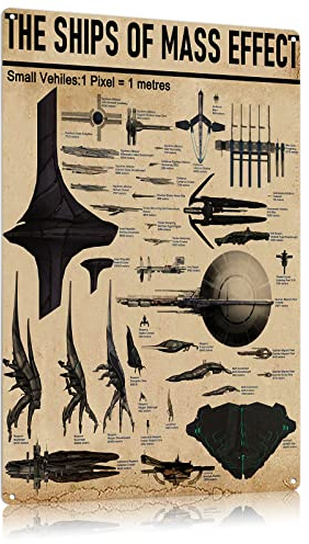 Metall-Blechschilder „Mass Effect Ships Knowledge, The Ships Of Mass Effect, Infografik, Vintage-Poster, Plakette, Metallschild für Enthusiasten, Geschenk, Zuhause, Schlafzimmer, Café, Wanddekorati