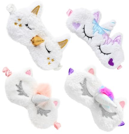 FOMIYES 4 Pièces cache-oeil de dessin animé light l'enfaon elastic birthday party voyages masque yeux cache-oeil de sommeil masque pour les yeux licorne dormir bandeau