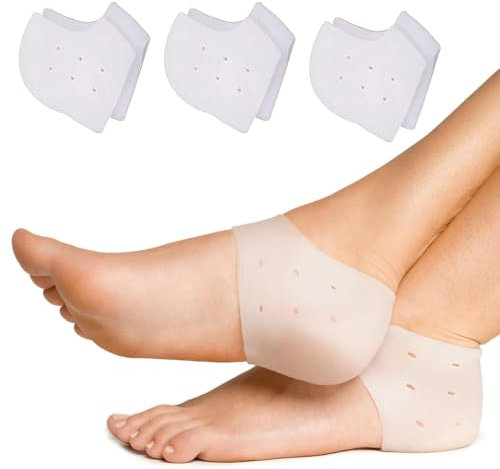 Lot de 3 paires de talonnettes en silicone - Protection du talon en gel - Semelles pour fasciite plantaire - Très adaptées pour les douleurs au talon, fissures sèches
