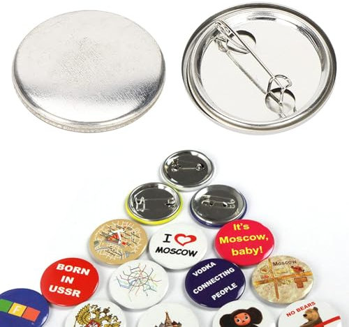 100 Pcs badge Personnalisable, 32 mm, Composants de Badges Ronds, Broche Inclus, pour Bricolage, Artisanat, Cadeaux et Souvenirs