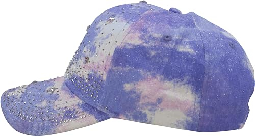 fashionchimp Damen Baseballcap mit Glitzersteinen aus 100% Baumwolle, Vintage Cap mit Glitzer, stufenlos verstellbar (Batik-Lila)